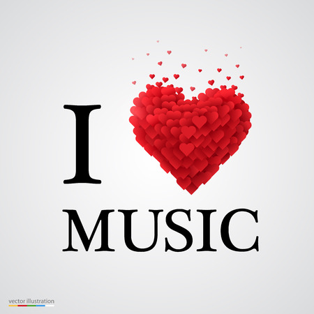 i love music, font type with heart sign.のイラスト素材