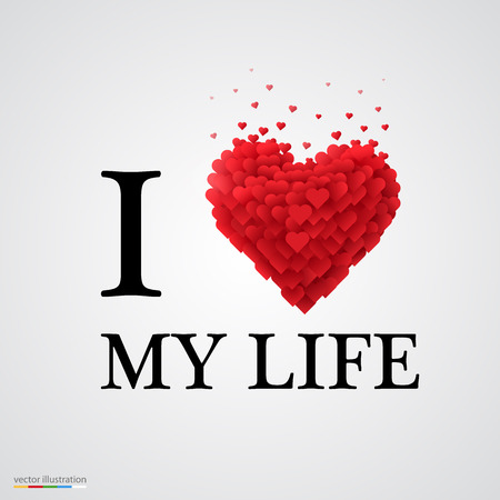i love my life, font type with heart sign.のイラスト素材