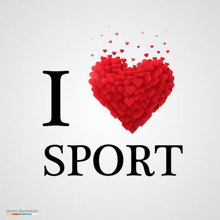 i love sport, font type with heart sign.のイラスト素材