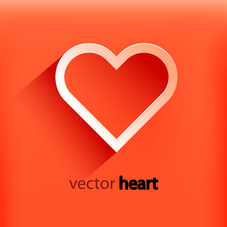 Red heart paper sticker with shadow valentines day. Vector illustrationのイラスト素材