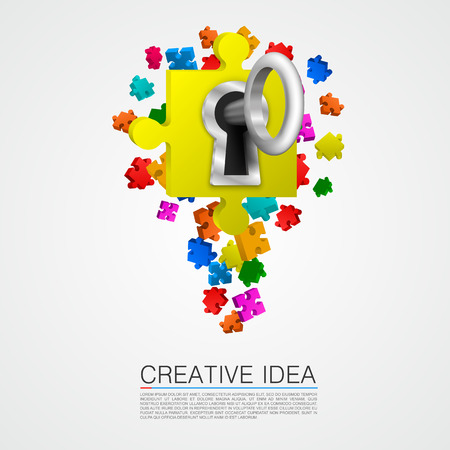 Puzzle idea with key art. Vector illustrationのイラスト素材