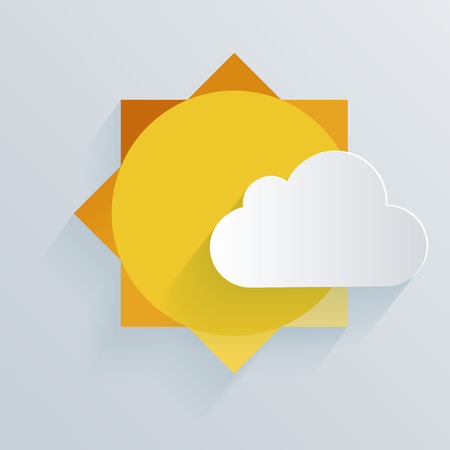 Paper sun and cloud background. Vector illustrationのイラスト素材