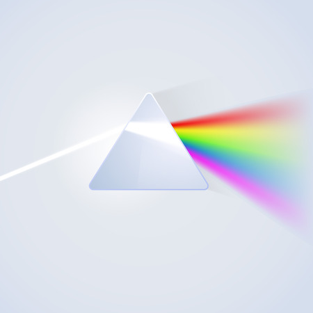 Glass prism on light background. Vector illustrationのイラスト素材