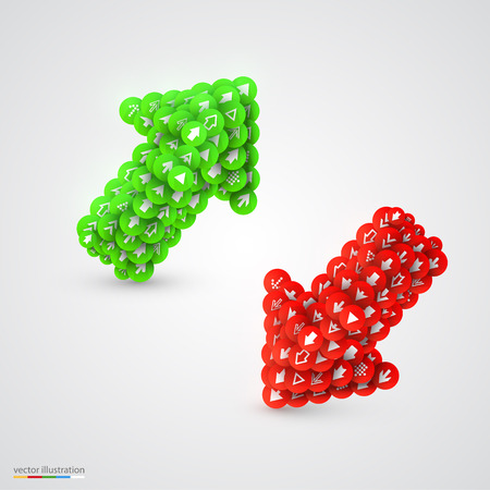 Upload download arrow made of a plurality of arrows. Vector illustrationのイラスト素材