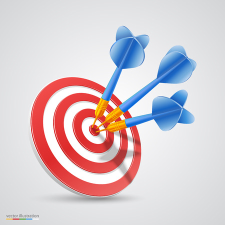 Target with darts 3d art. Vector illustrationのイラスト素材