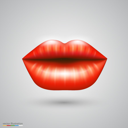 Red lips art sign 3d. Vector illustrationのイラスト素材