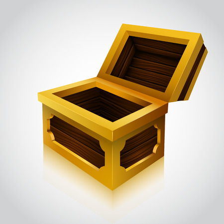 Wooden treasure chest on white background. Vector illustrationのイラスト素材