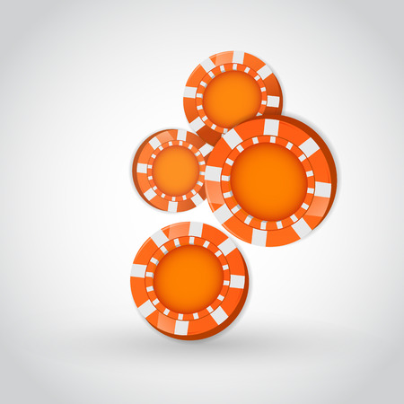 Illustration of falling orange poker chips Isolated on whiteの写真素材