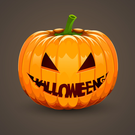 Pumpkin for Halloween with text mouth. Vector illustrationのイラスト素材