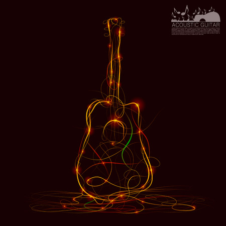 Silhouette of guitar fire art. Vector illustrationのイラスト素材