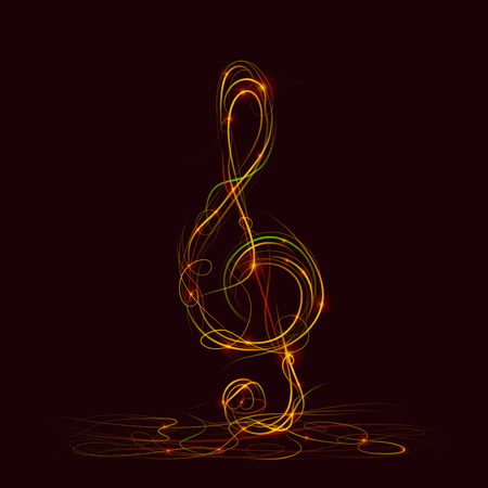 Silhouette of treble clef fire. Vector illustrationのイラスト素材