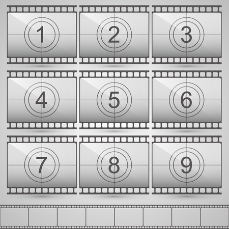 Film countdown numbers art set. Vector Illustrationのイラスト素材