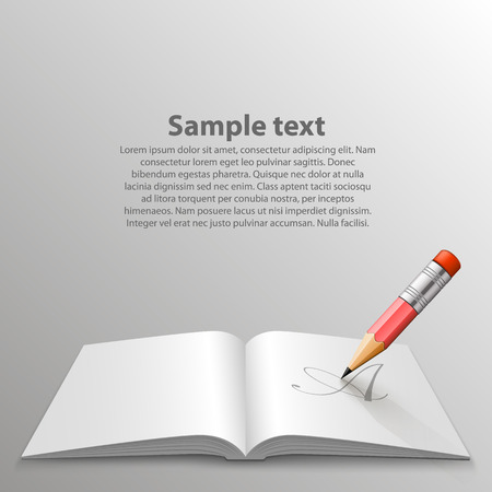 Book with pencil art object. Vector illustrationのイラスト素材