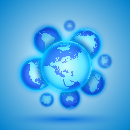 Many continents art object set. Vector illustrationのイラスト素材