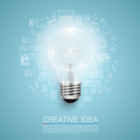 Lamp in icons art info. Vector illustrationのイラスト素材