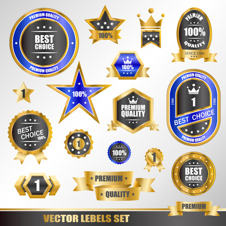 Set of gold labels art. Vector illustrationのイラスト素材