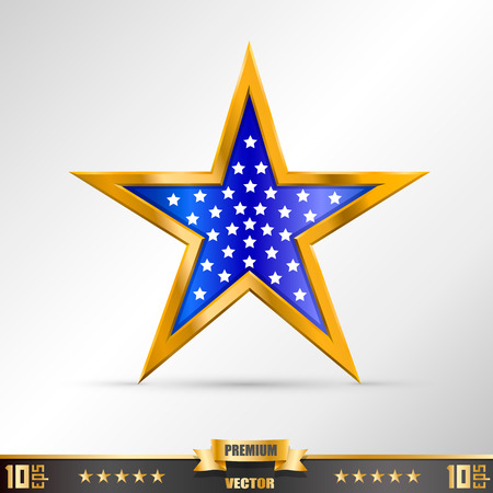 Gold Star label art creative. Vector illustrationのイラスト素材