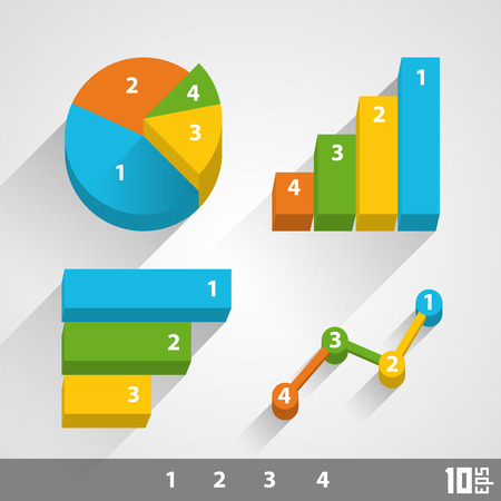 Growth chart 3d art ser. Vector illustrationのイラスト素材
