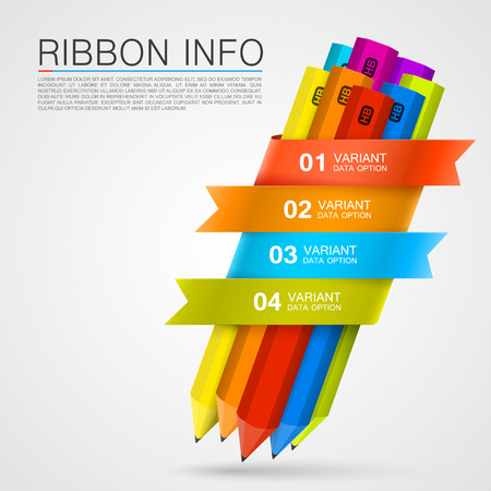 Ribbon with a pencil list of options. Vector illustrationのイラスト素材
