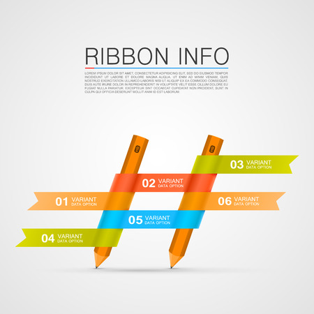 Ribbon with a pencil list of options. Vector illustrationのイラスト素材