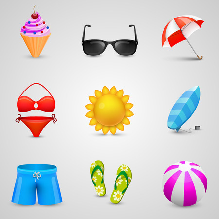 Beach set of icons art object. Vector illustrationのイラスト素材