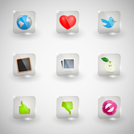 Website Internet Icons. Transparent Glass Button. のイラスト素材