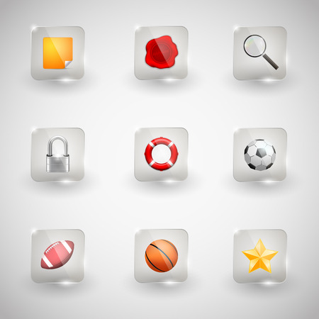 Website Internet Icons. Transparent Glass Button.のイラスト素材
