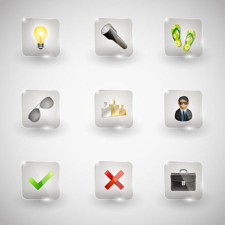 Website Internet Icons. Transparent Glass Button. のイラスト素材