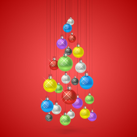 Christmas balls hanging in a tree. のイラスト素材