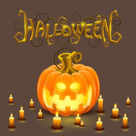 Cover Halloween pumpkin with a face. のイラスト素材