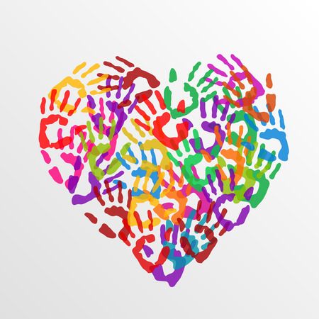 Heart hand prints art sign color.のイラスト素材