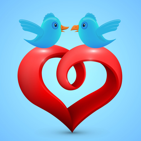 Heart with birds art creative.のイラスト素材