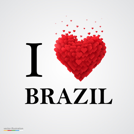 I love Brazil, font type with heart sign. Vector illustrationのイラスト素材