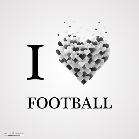 i love football, font type with heart sign. Vector illustrationのイラスト素材
