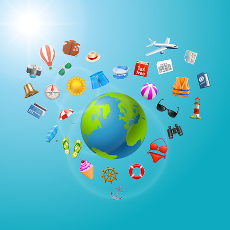 Travelers heart art set sign. Vector illustrationのイラスト素材