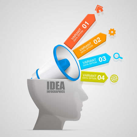 Head with a megaphone information. Vector illustrationのイラスト素材