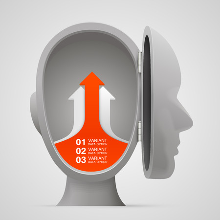 Vector arrows business growth in the open head. Vector illustrationのイラスト素材