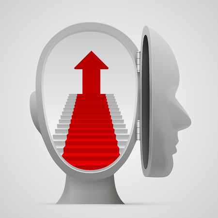 Career ladder in an open head. Vector illustrationのイラスト素材