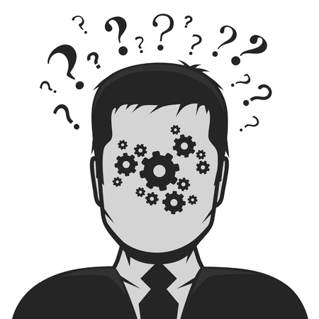 Male profile avatar solution to the problem. Vector illustrationのイラスト素材