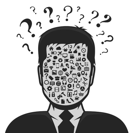 Male profile avatar with lots of icons. Vector illustrationのイラスト素材