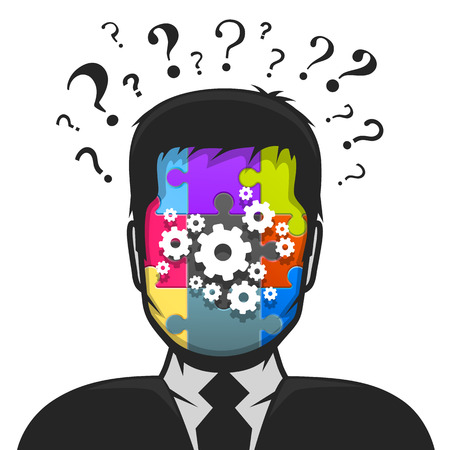 Male profile avatar solution to the problem. Vector illustrationのイラスト素材