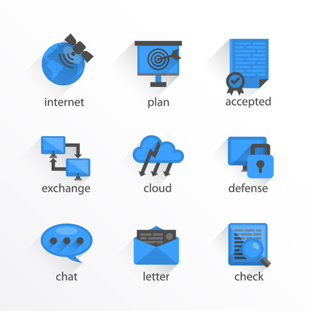 Flat icon set design bkue. Vector illustrationのイラスト素材