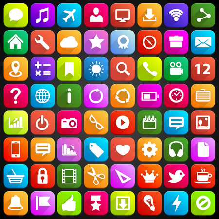 Icon set color flat art. Vector illustrationのイラスト素材