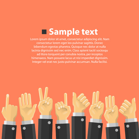 Group of hands in the top. Vector illustrationのイラスト素材