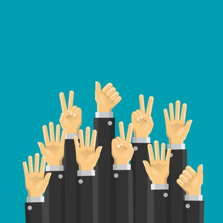 Business hands up art idea. Vector illustrationのイラスト素材