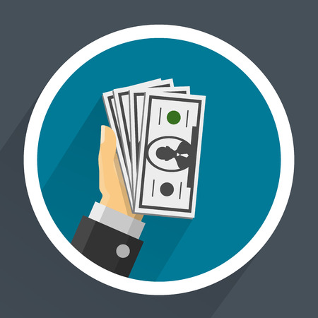Money in hands flat art. Vector illustrationのイラスト素材