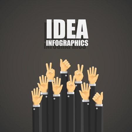 Business hands up art idea. Vector illustrationのイラスト素材