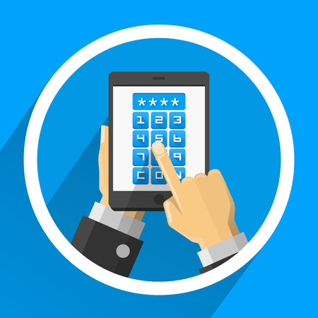 Password screen device flat art. Vector illustrationのイラスト素材