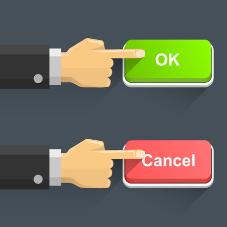 Hand pressing electronic switch art. Vector illustrationのイラスト素材