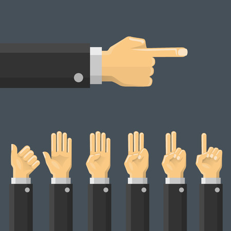 Set hand gesture flat art. Vector illustrationのイラスト素材